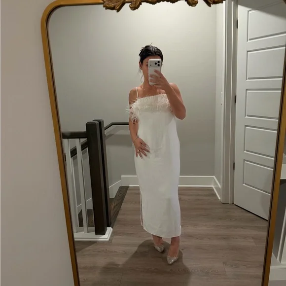 Elliatt White Midi Dress with Feather Detail - Picture 5 of 5